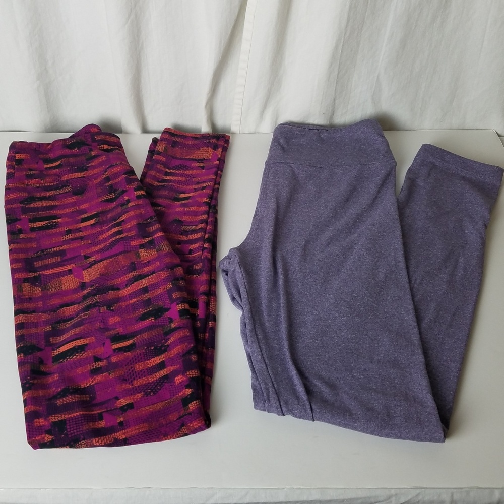 2 pair of Lularoe leggings Purple Fuschia Pink
